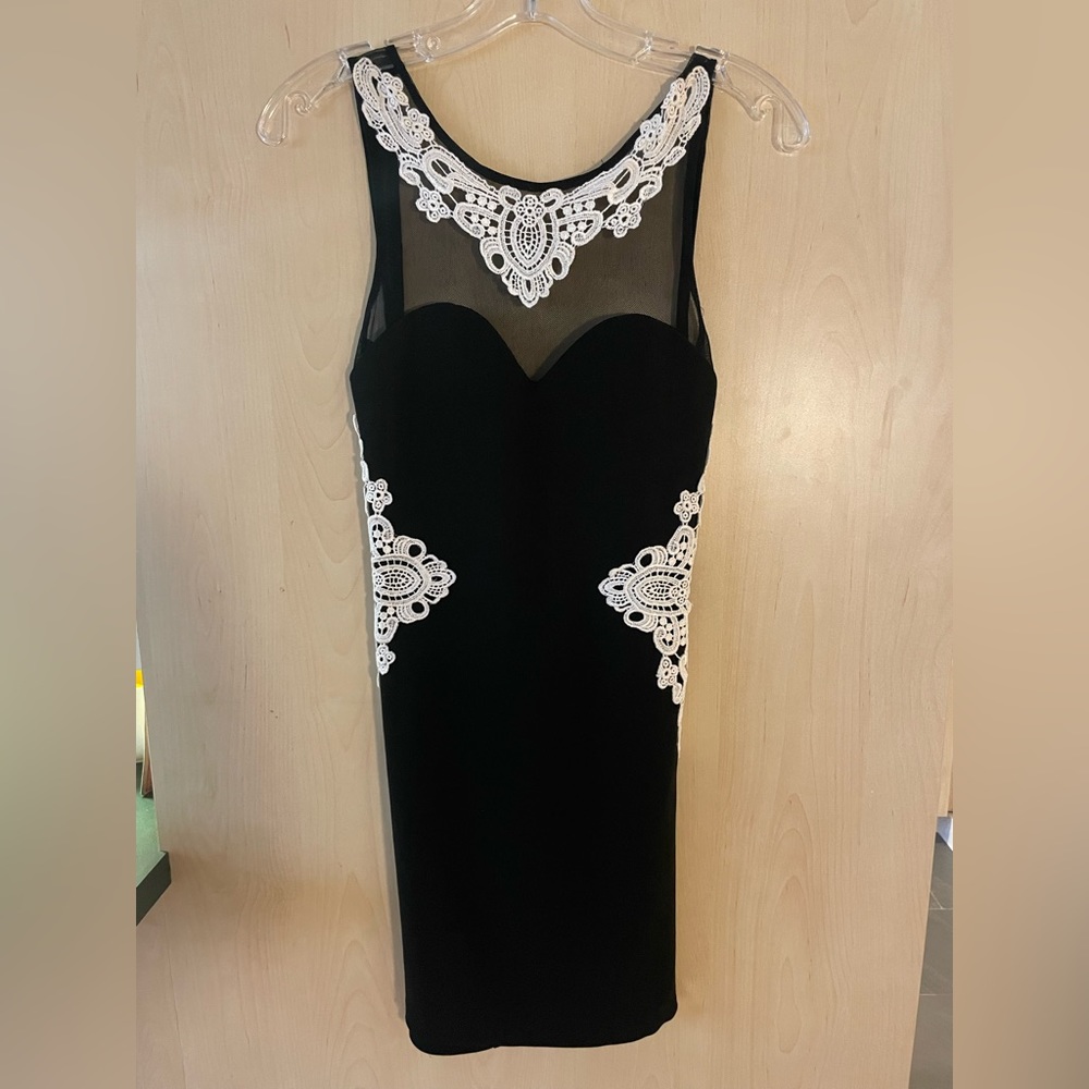 Millau sheer top black dress white lace